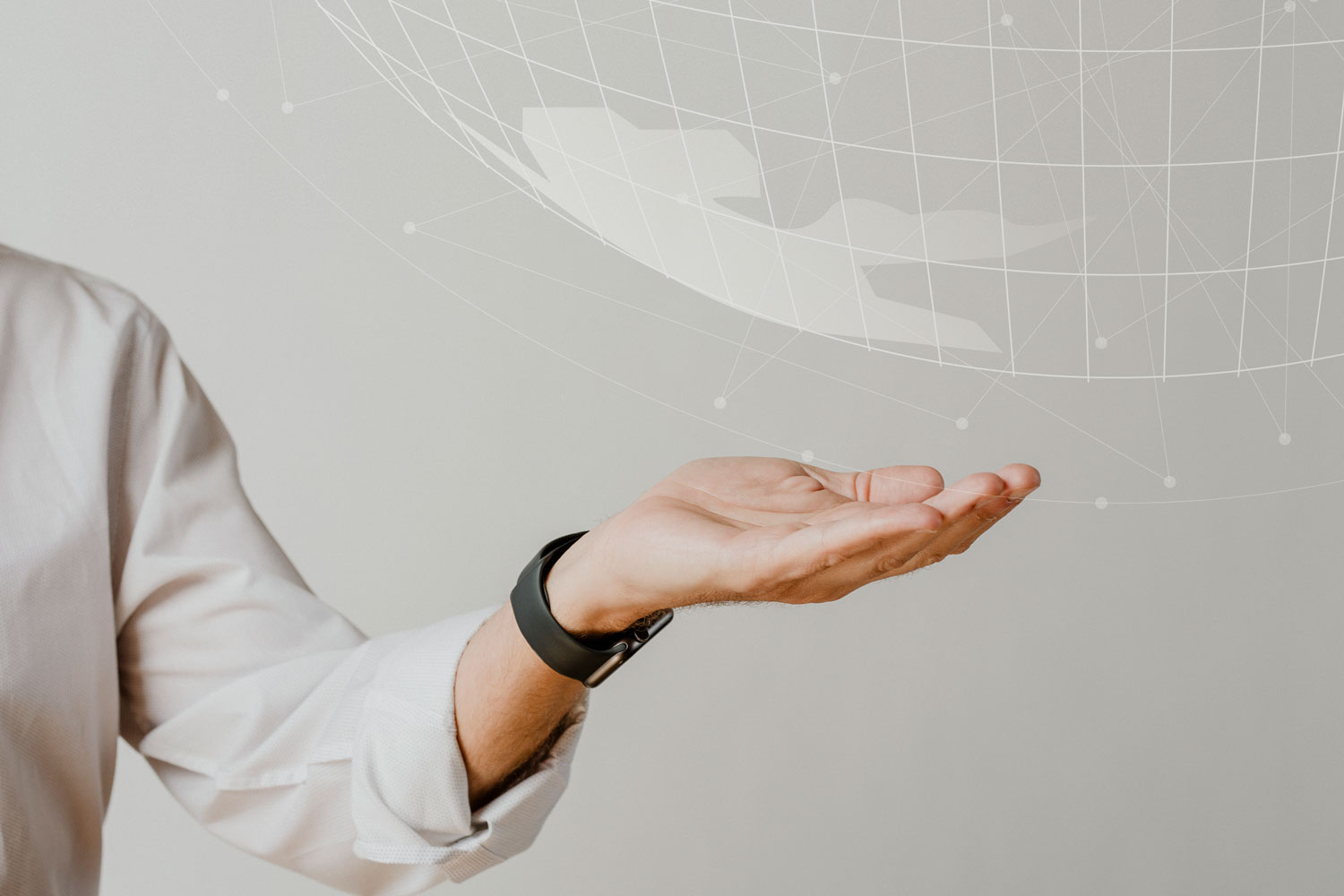 Technology Background With Hand Holding Digital World Technology Background With Hand Holding Digital World